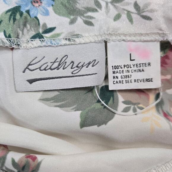 Vintage Kathryn Womens Floral Satin Cami Top Size L Coquette Cottage Boho Fairy - Picture 5 of 8